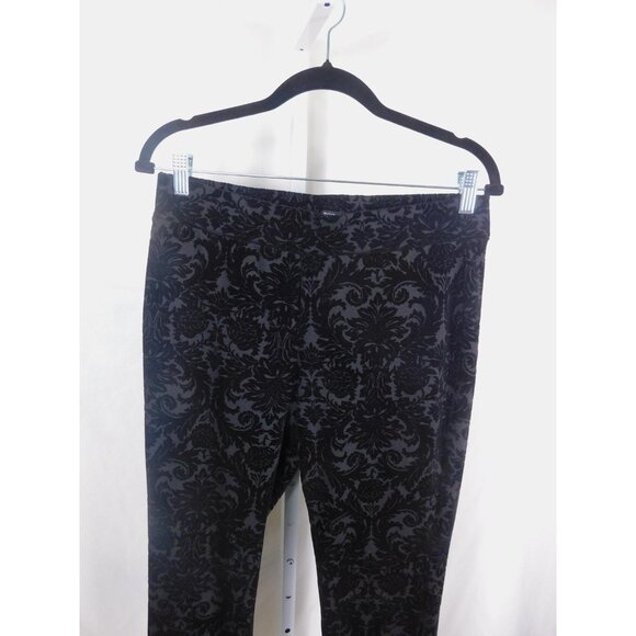 Roz & Ali Pants Womens Medium Black Flocked Velvet Damask Gothic Witchy - Picture 2 of 11